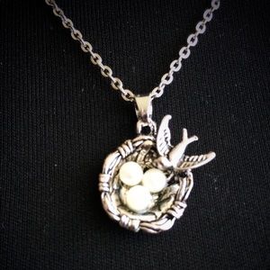 NEW Bird Nest Necklace Tibetan silver.